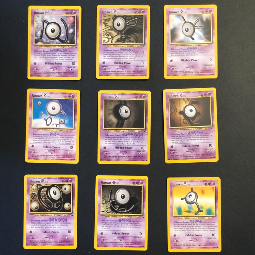 Pokémon Cards - VINTAGE - Assorted Unown’s